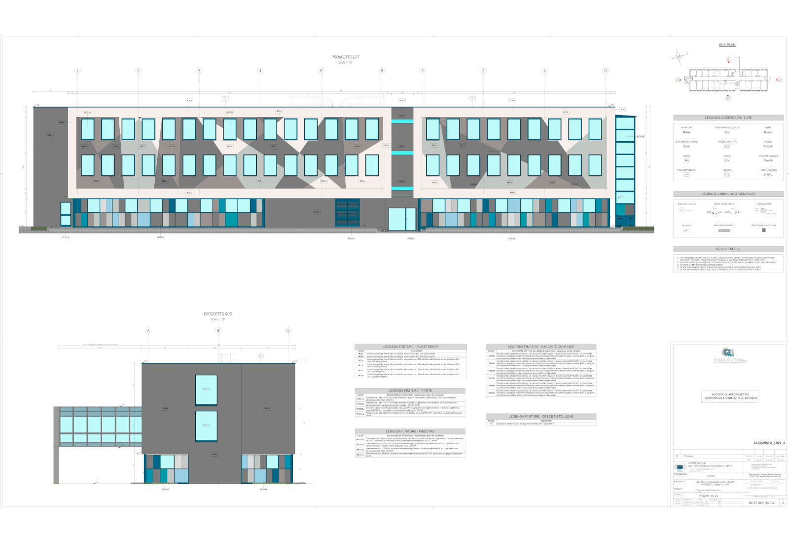 Uffici, edificio 84, presso il JRC a Ispra - Prospetti