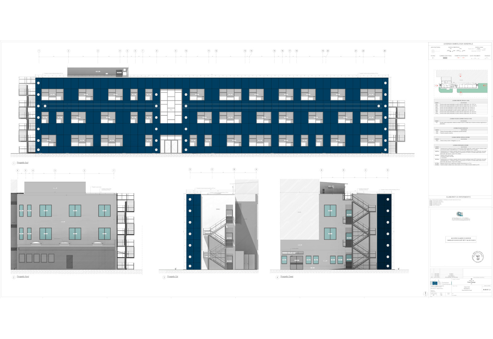 Laboratories & Offices, building 48, at the JRC in Ispra - Elevations