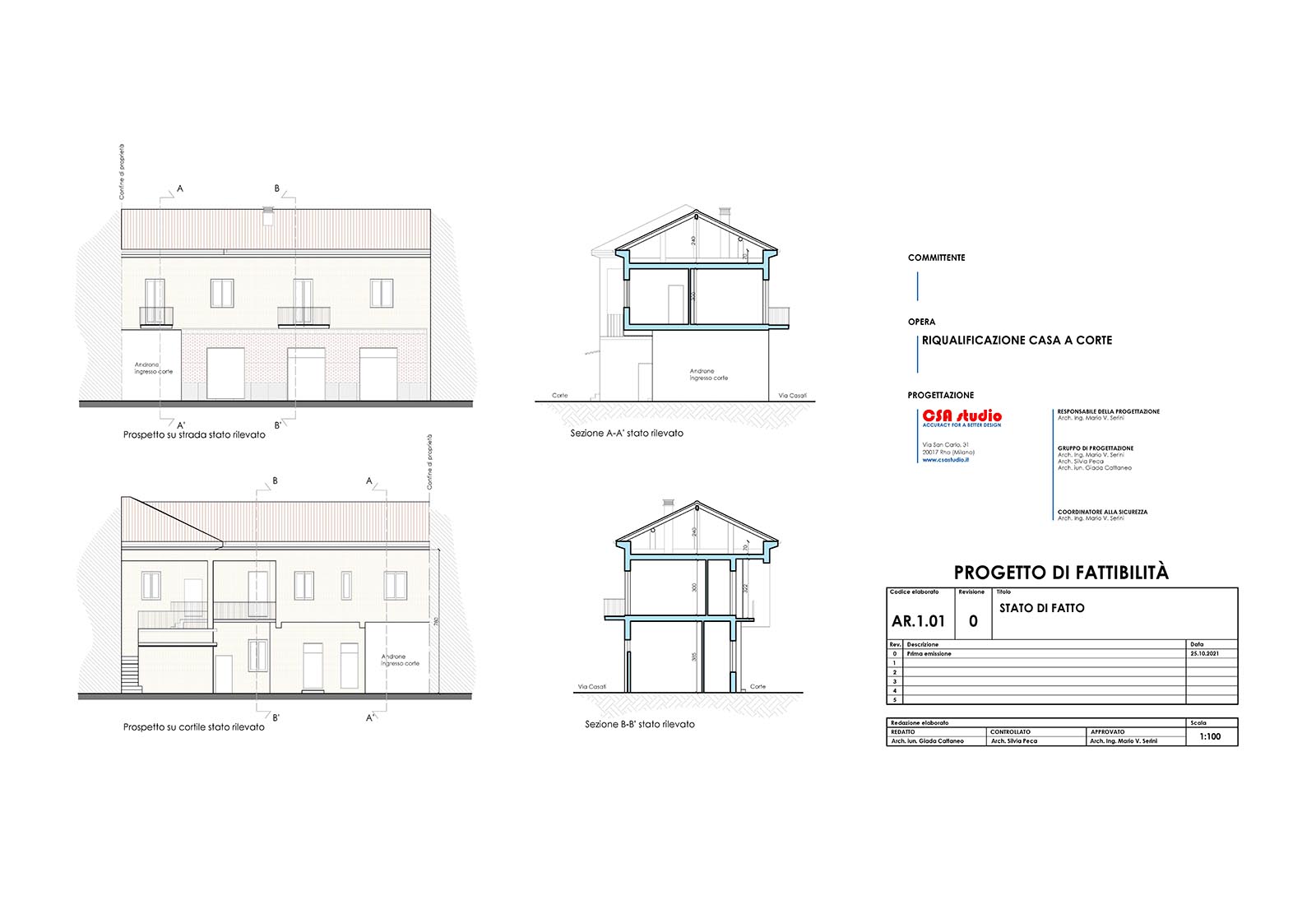 Residential courtyard building renovation in Rho Passirana - Current situation