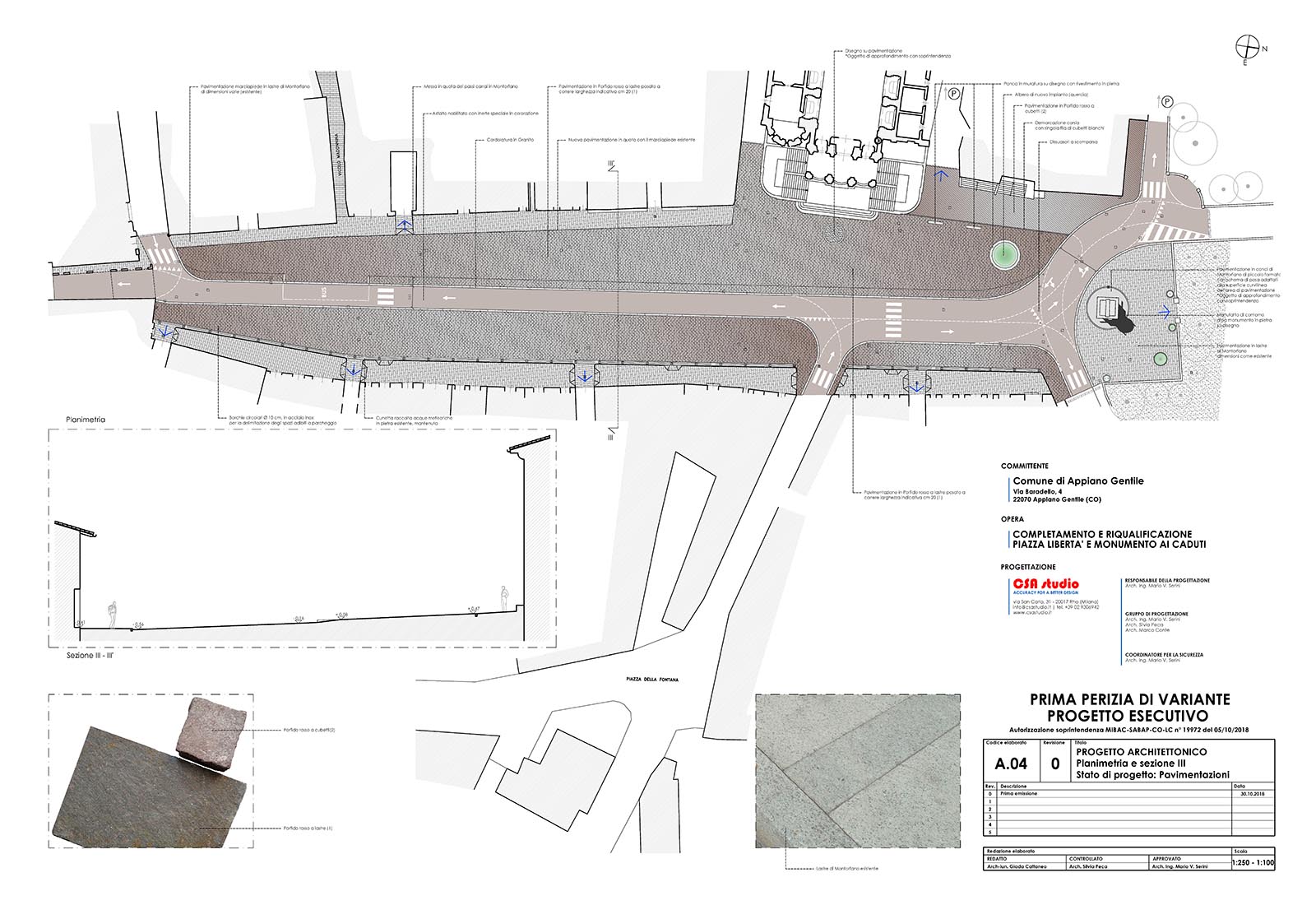 Piazza Libertà ad Appiano Gentile - Planimetria di progetto