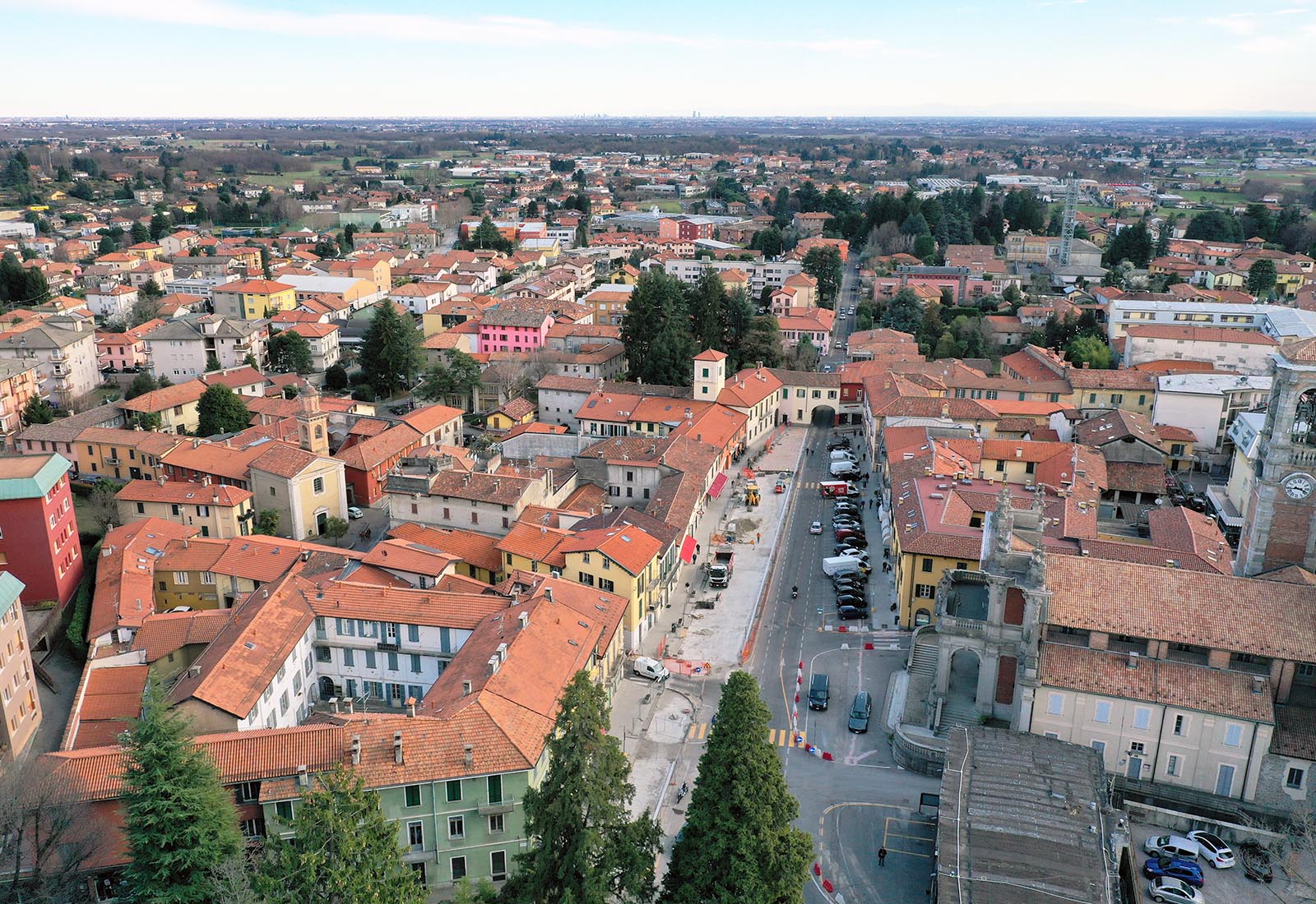 Piazza Libertà ad Appiano Gentile - Il cantiere