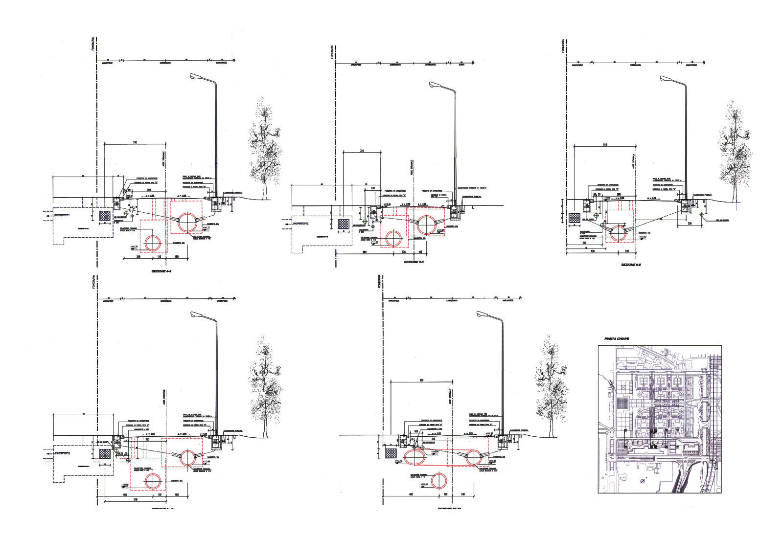 Redevelopment of Caduti in missioni di pace street in Milan - Sections