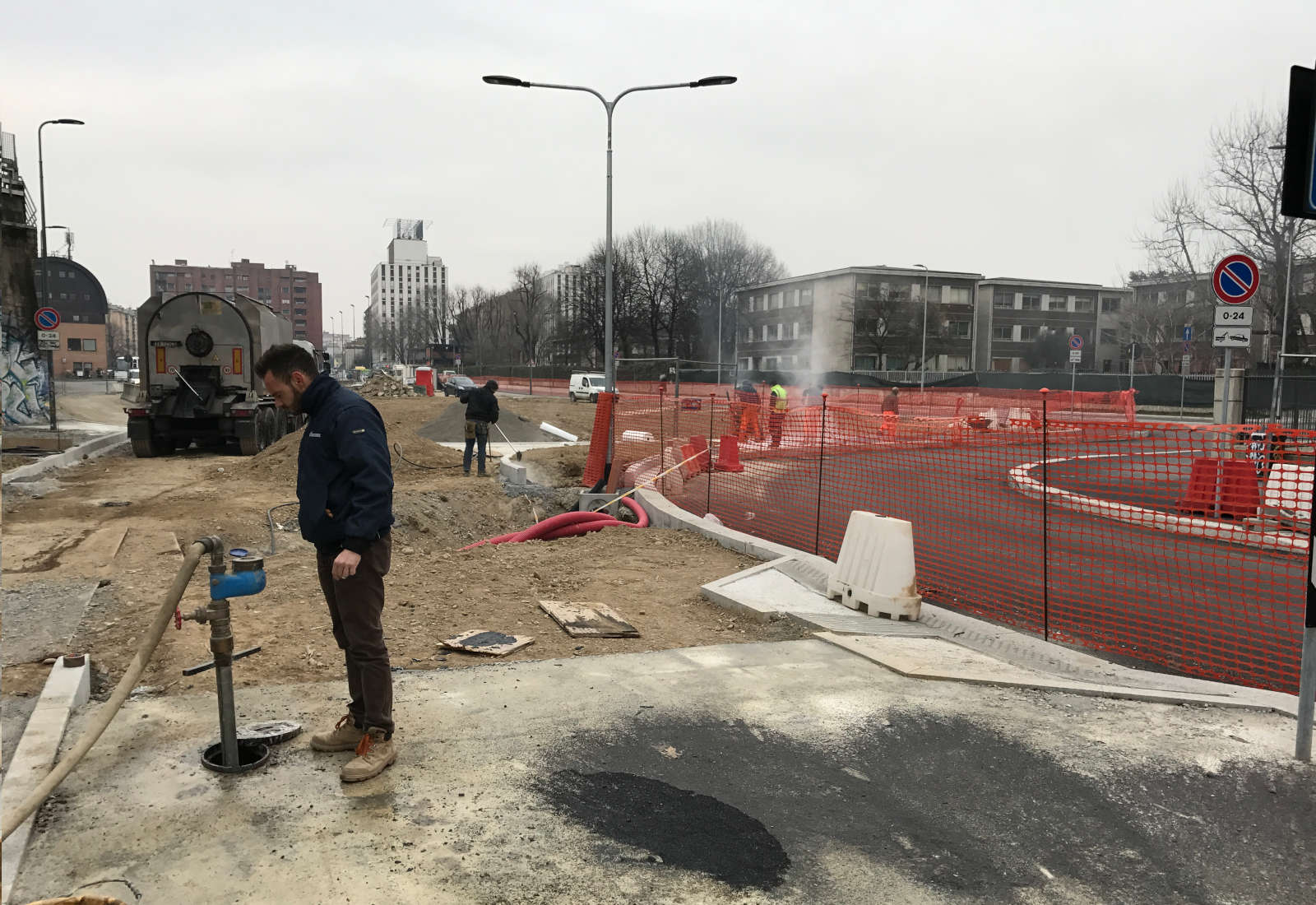 Redevelopment of Rodano-Predil street in Milan - The construction site