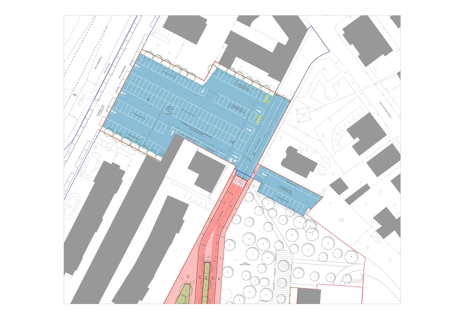 Urbanization works Piano del Centro in Brugherio - The donatori del sangue square car park project