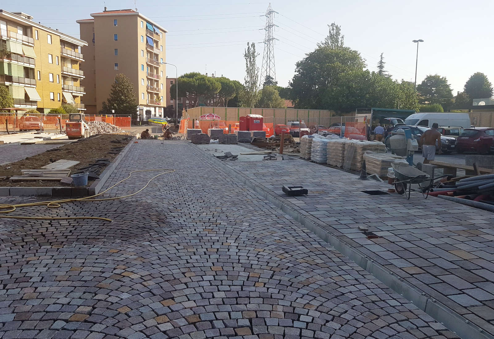 Urbanization works Piano del Centro in Brugherio - The construction site of the De Gasperi-Filzi streets