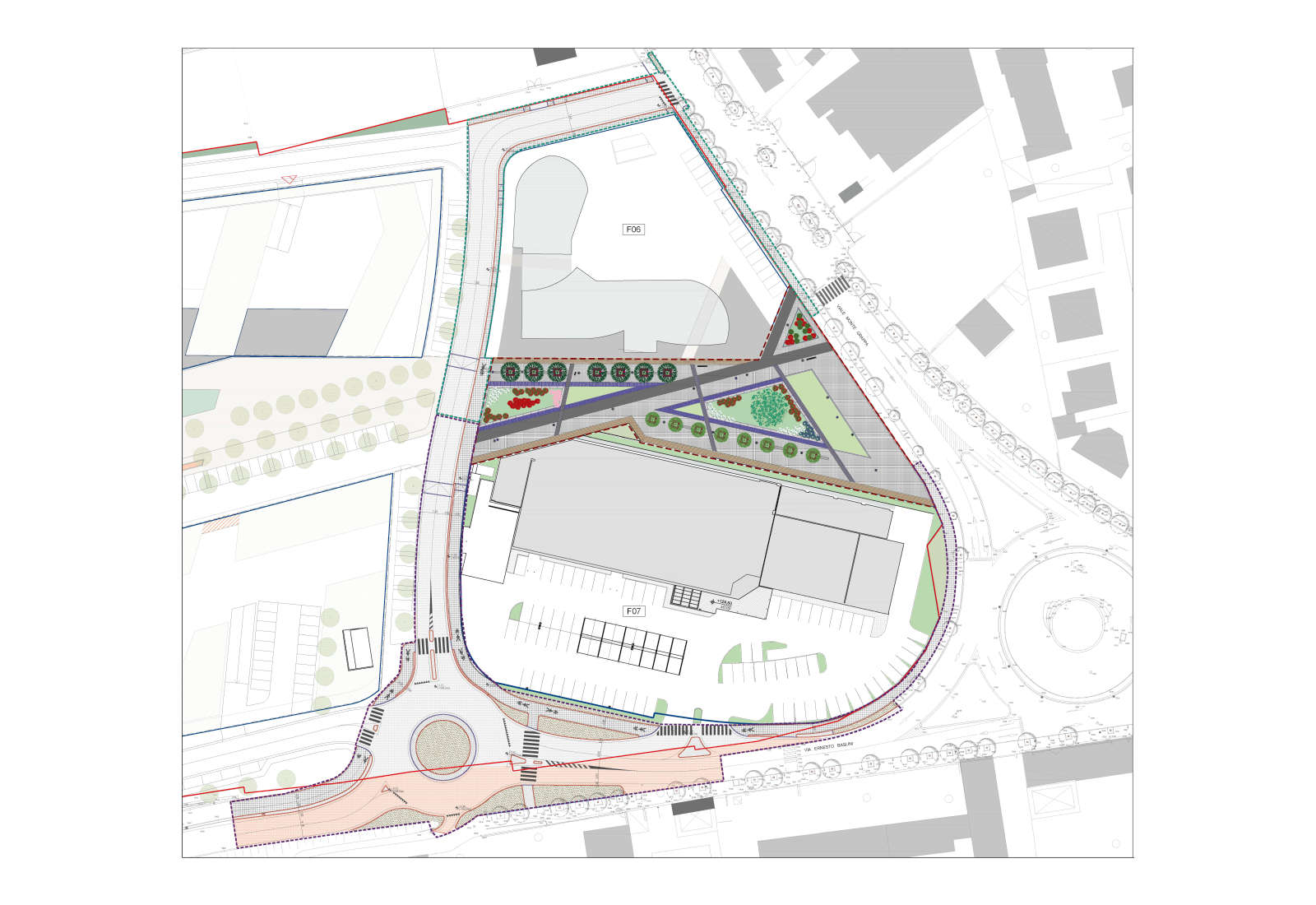 Urbanization works F6 and F7 lots Baslini urban plan in Treviglio - Project plan