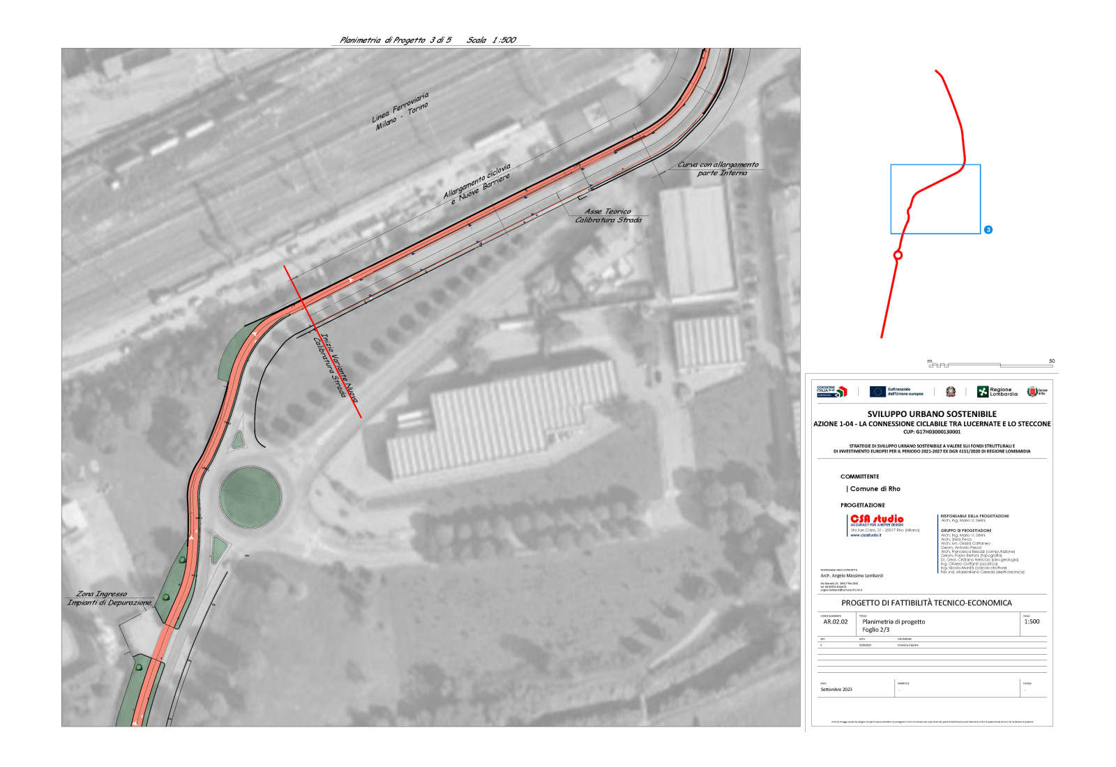 Cycle route in Volturno street in Rho - Project plan sheet 2