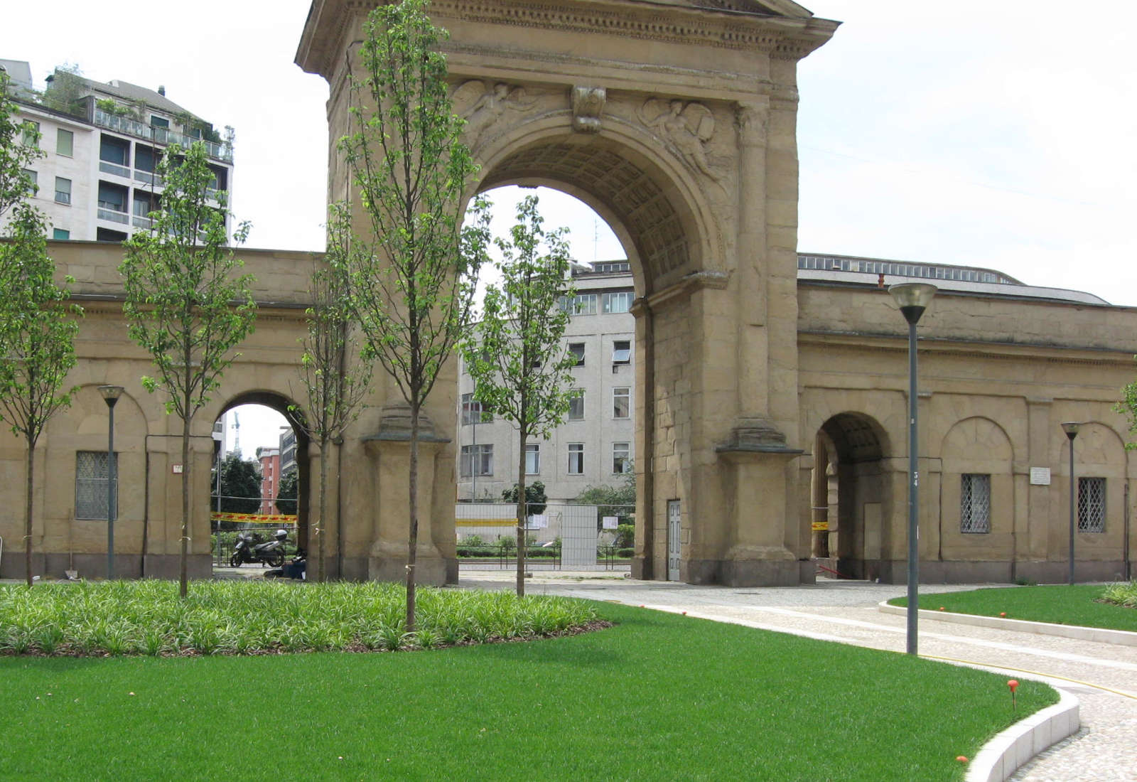 Vespucci street and Principessa Clotilde square in Milan - View