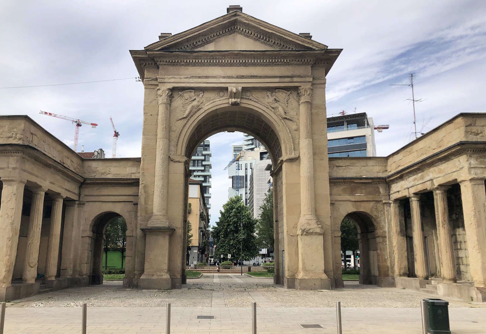 Vespucci street and Principessa Clotilde square in Milan - View