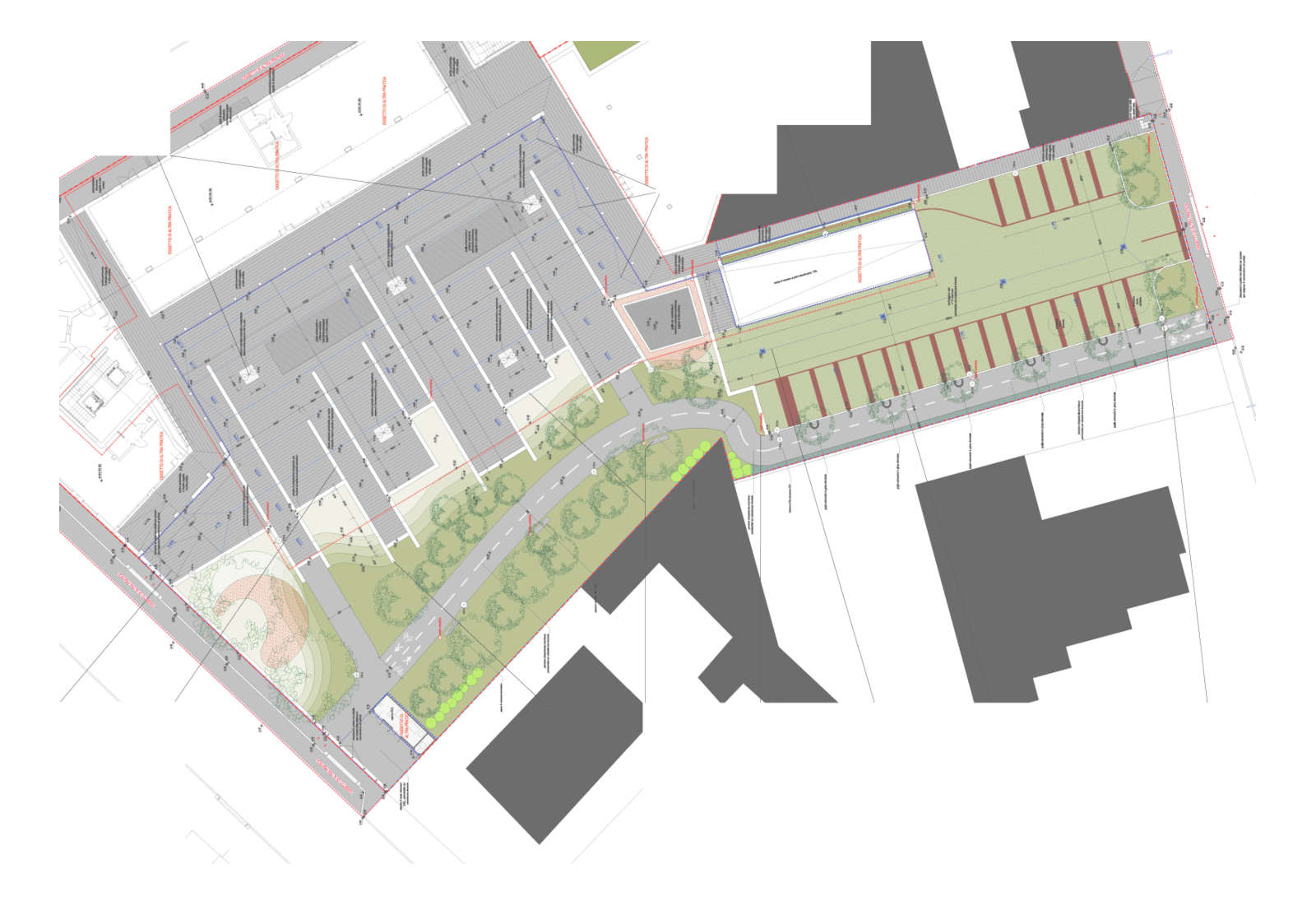 Spazi pubblici nell'area ex Esselunga di via Lecco a Monza - Planimetria di progetto