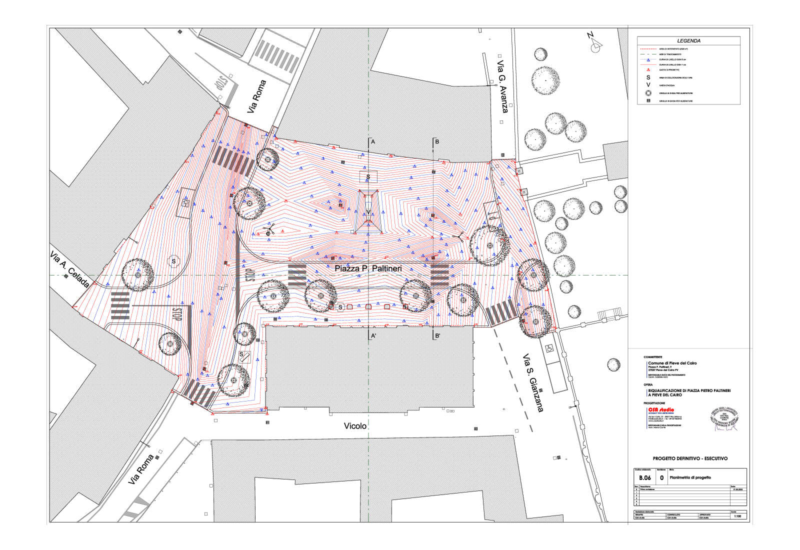 Piazza Paltineri a Pieve del Cairo - Planimetria di progetto