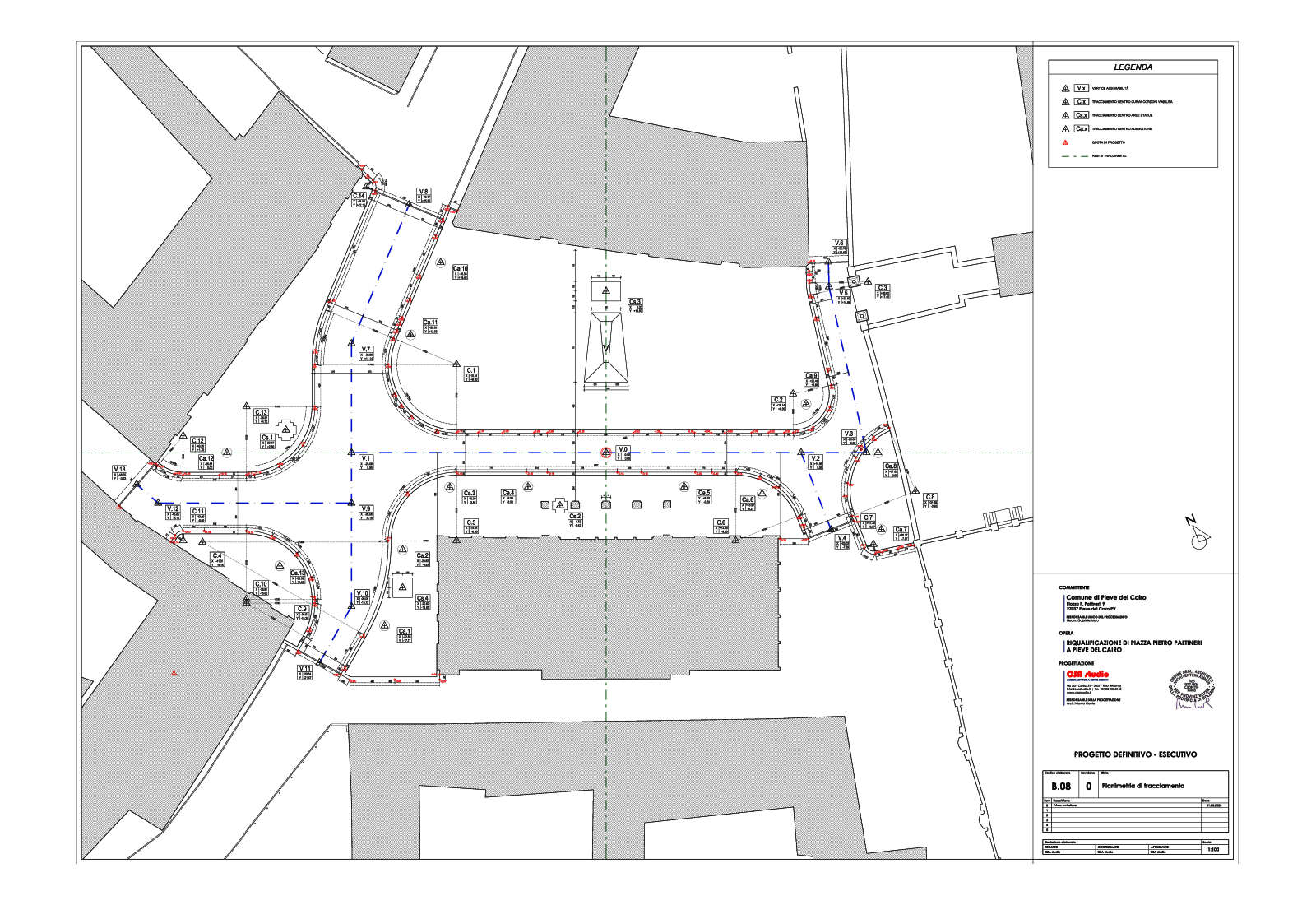 Piazza Paltineri a Pieve del Cairo - Planimetria di tracciamento