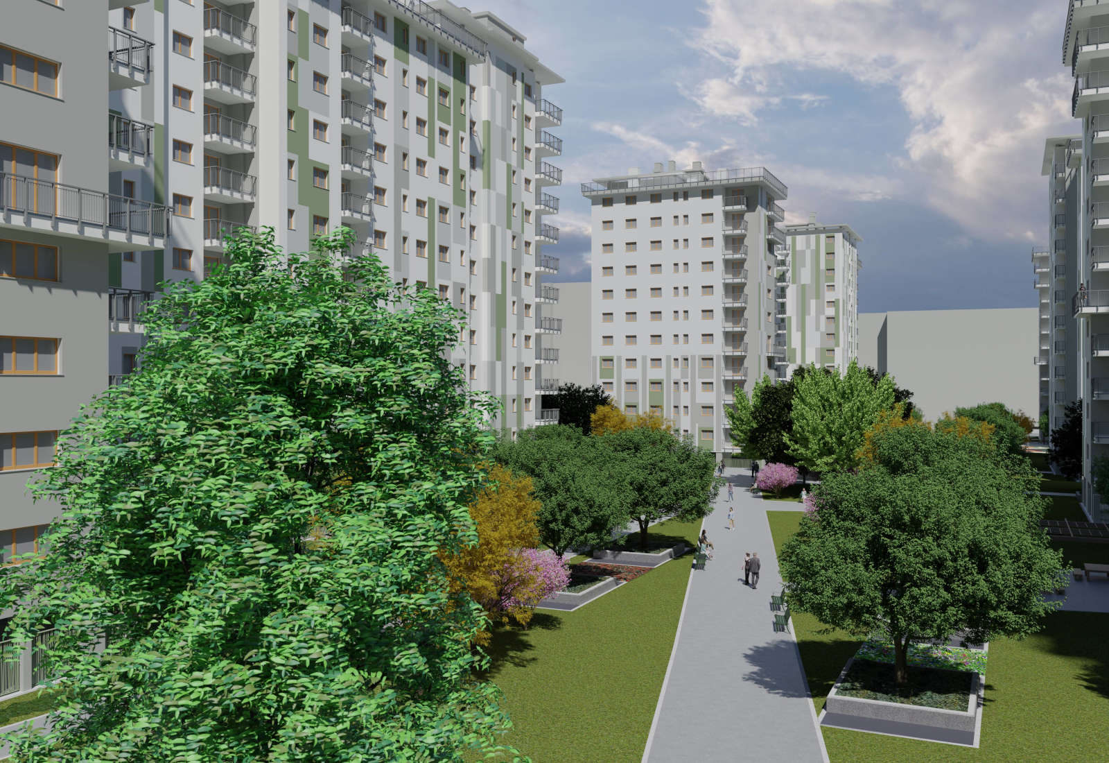 Square in the Adriano urban plan in Milan - View of the entrance to the area from Tognazzi street