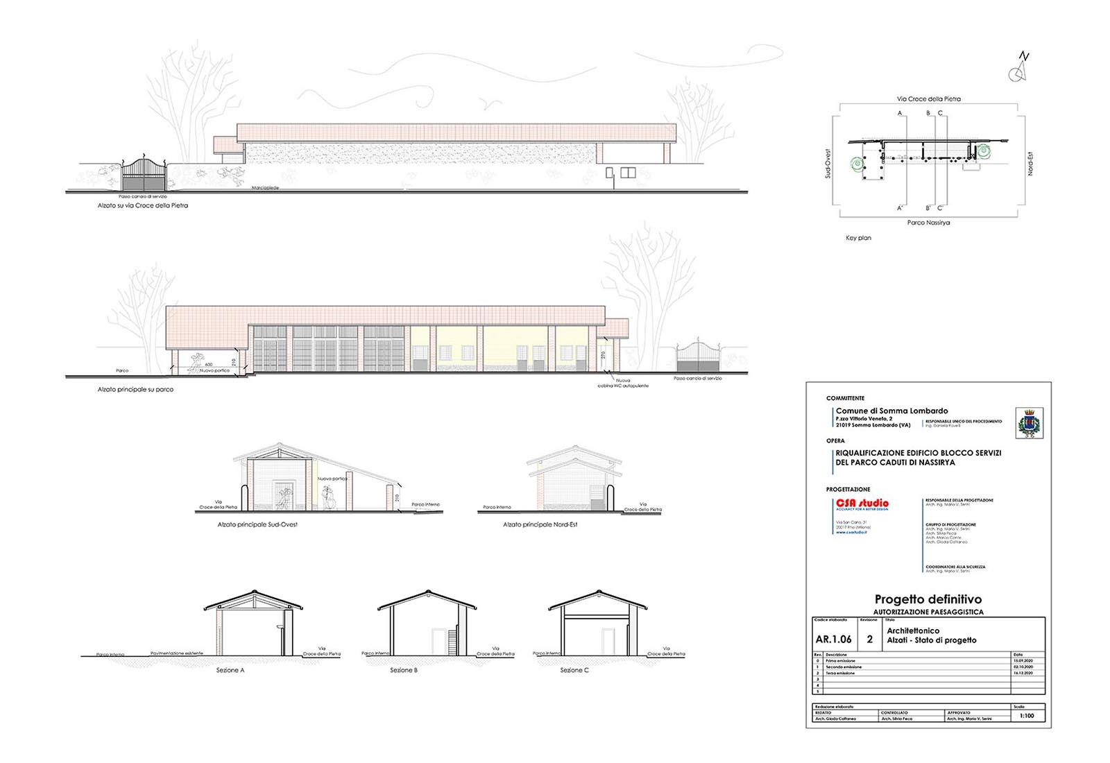 House in the Caduti Nassirya park in Somma Lombardo - Elevations