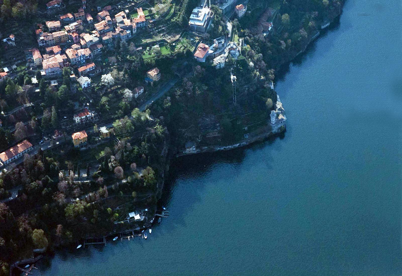 Opere stradali via Caronti a Blevio - Vista aerea