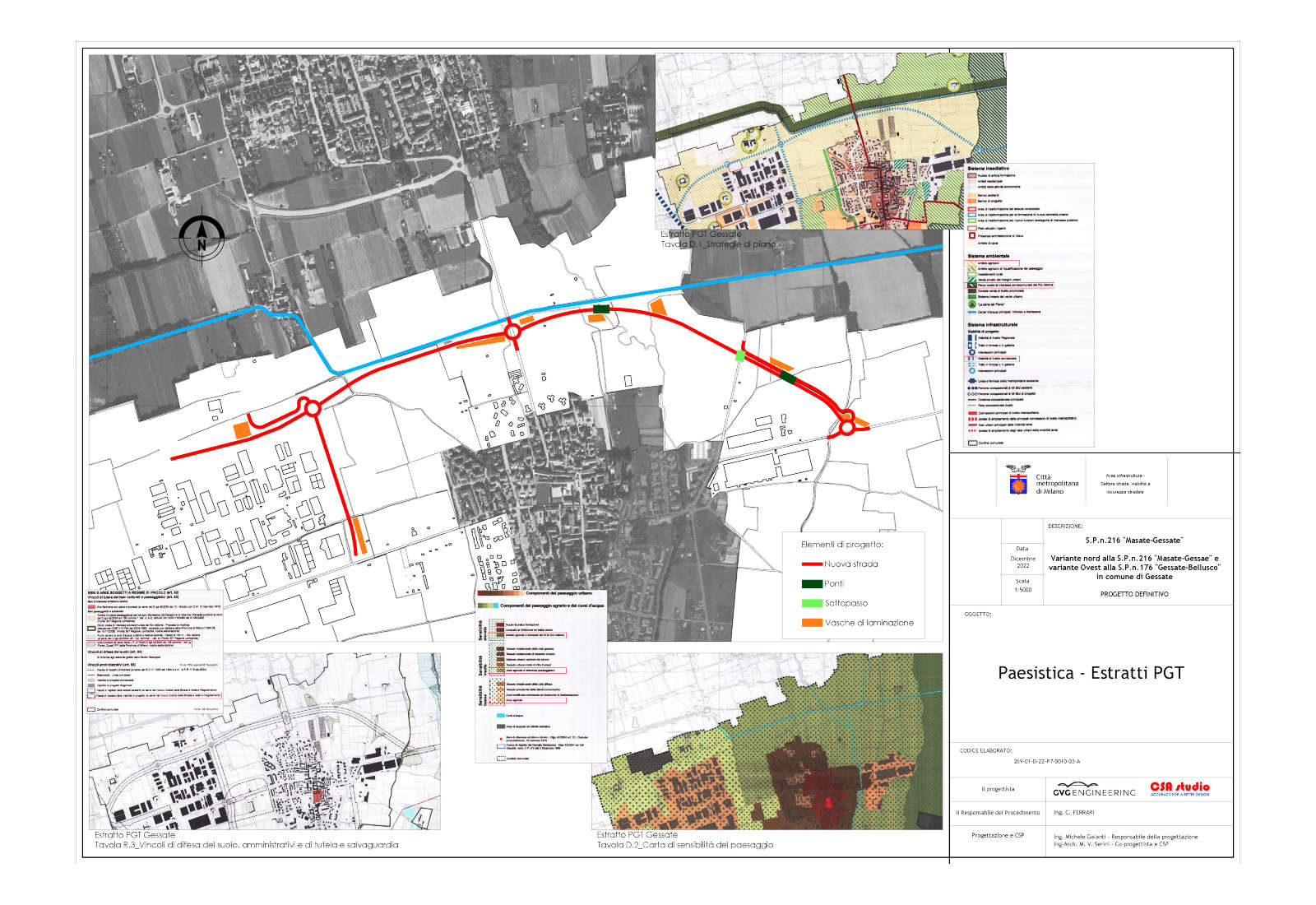 Strada provinciale variante SP216 e SP176 a Gessate - Estratti PGT