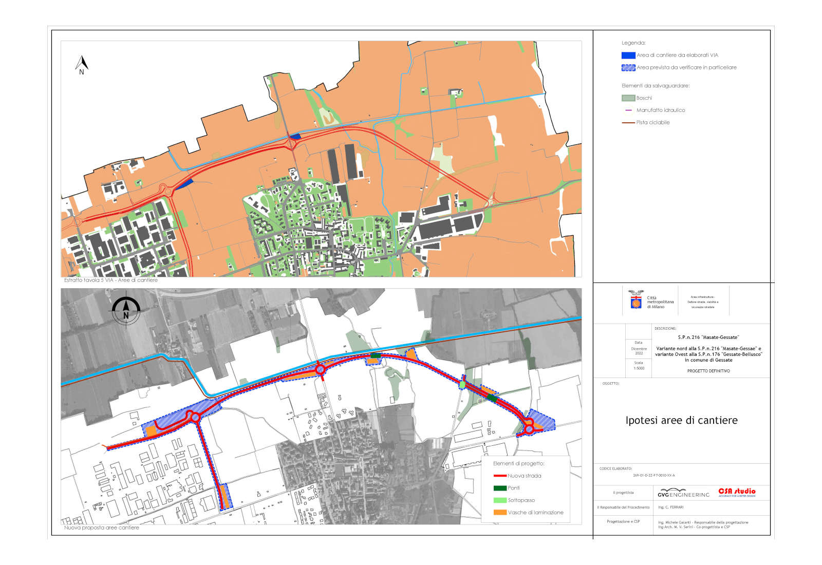 Strada provinciale variante SP216 e SP176 a Gessate - Ipotesi ubicazione aree cantiere