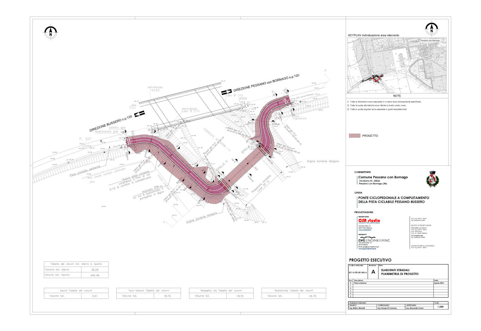 Cycle route bridge in Pessano con Bornago - Project plan