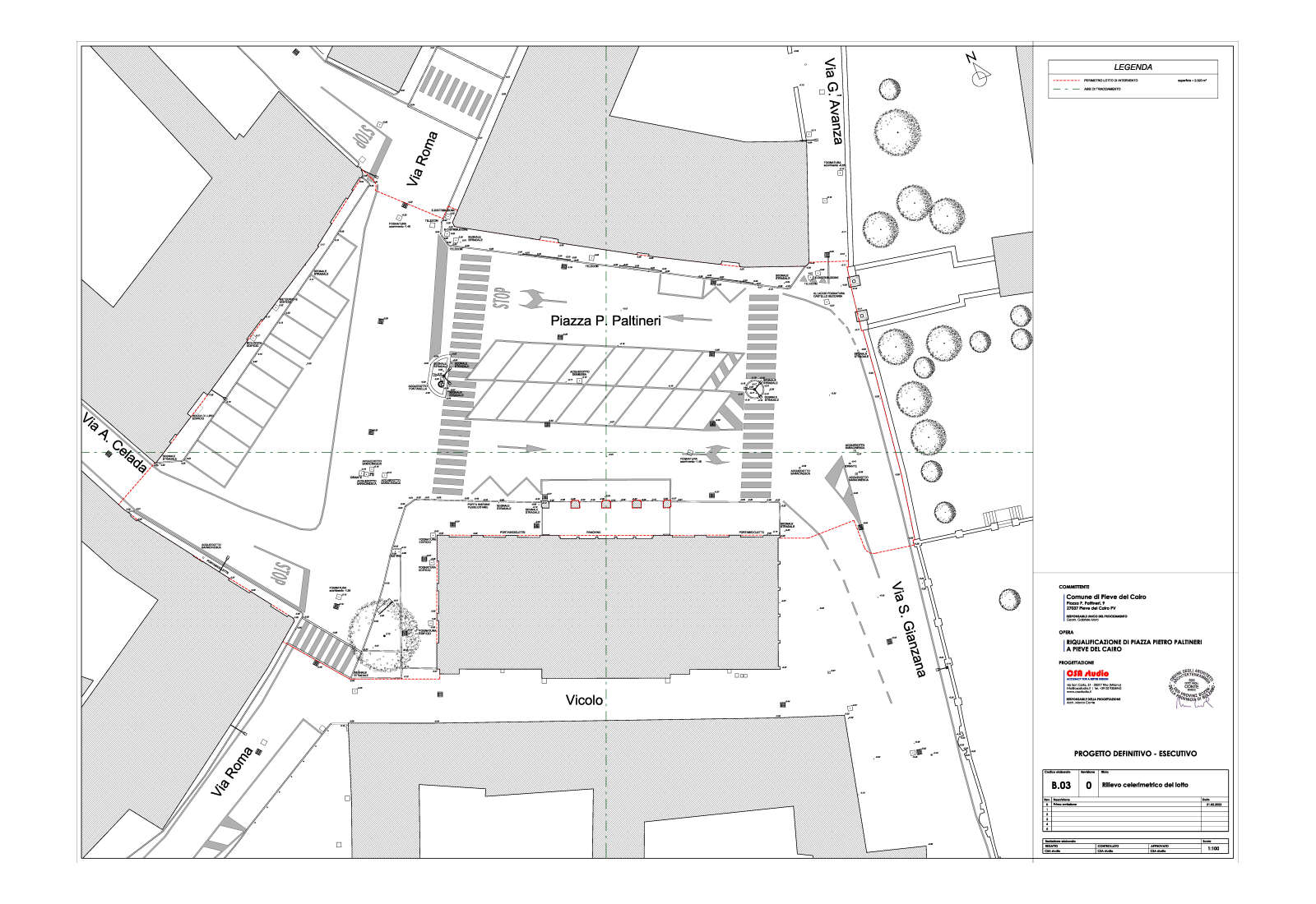 Paltineri square in Pieve del Cairo - Survey of the lot