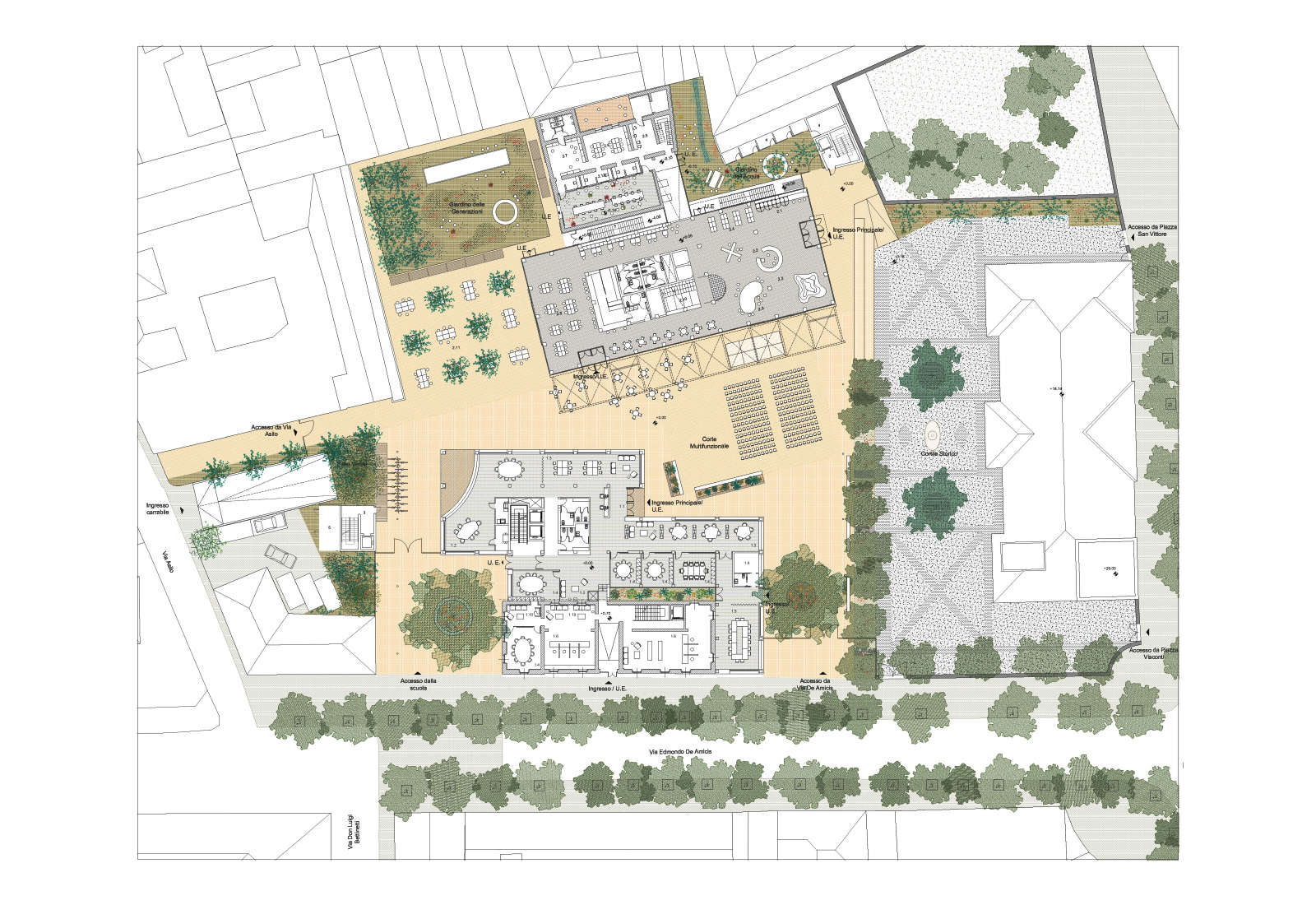 New Library and Municipal Offices in Rho - Ground floor plan