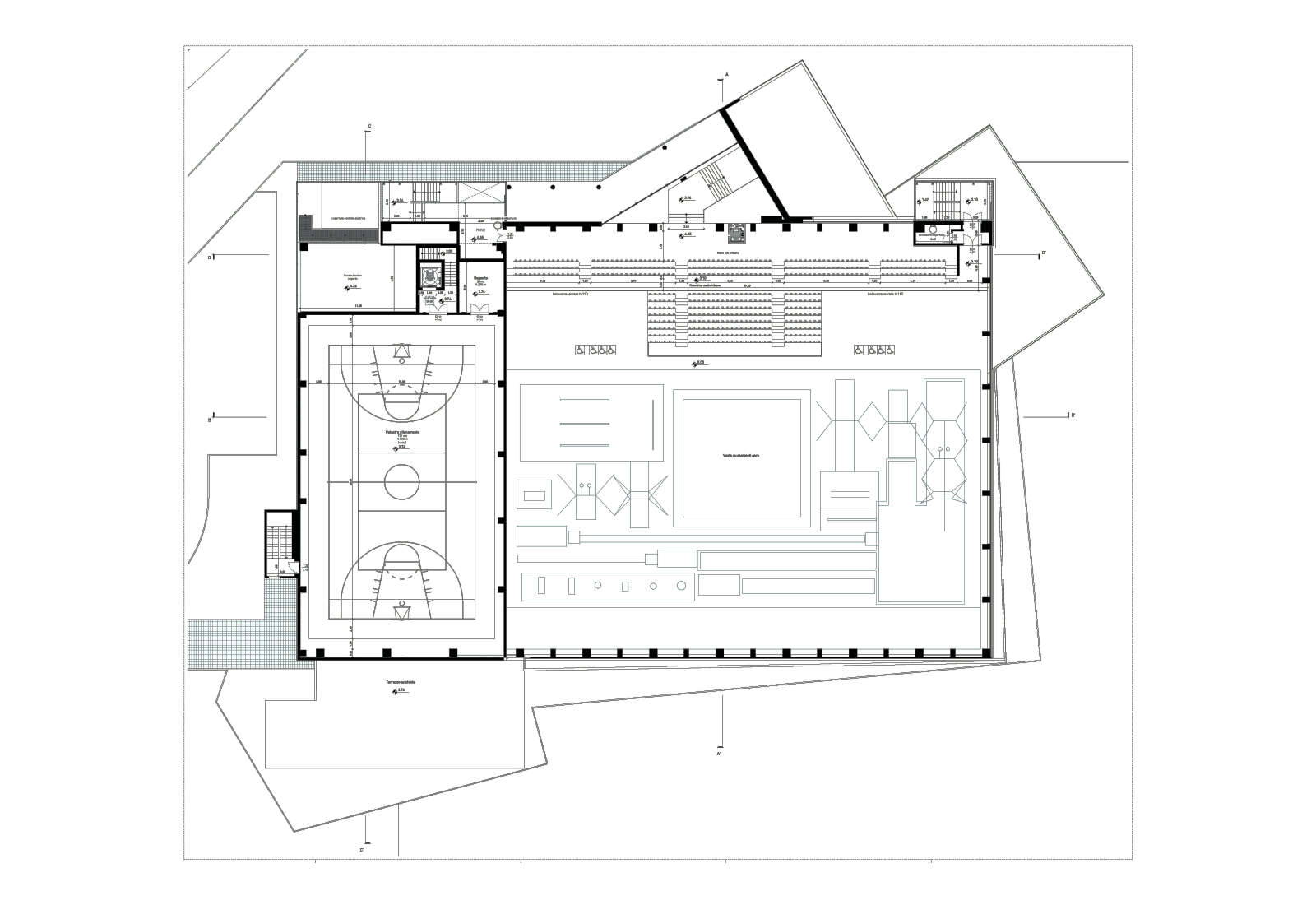 Gymnastics hall in Busto Arsizio - First floor plan