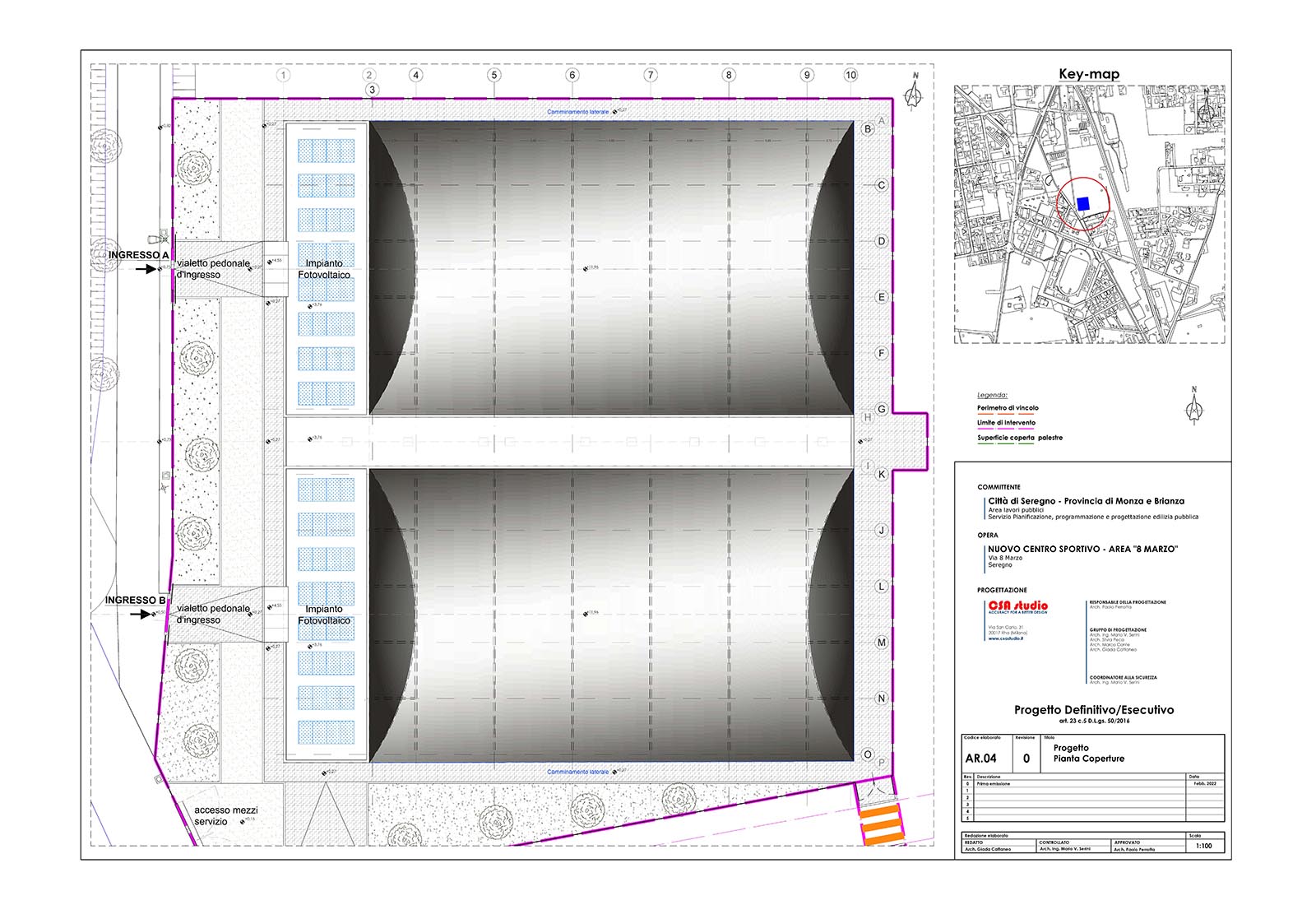 Sports fields and service building in Seregno - Cover plan