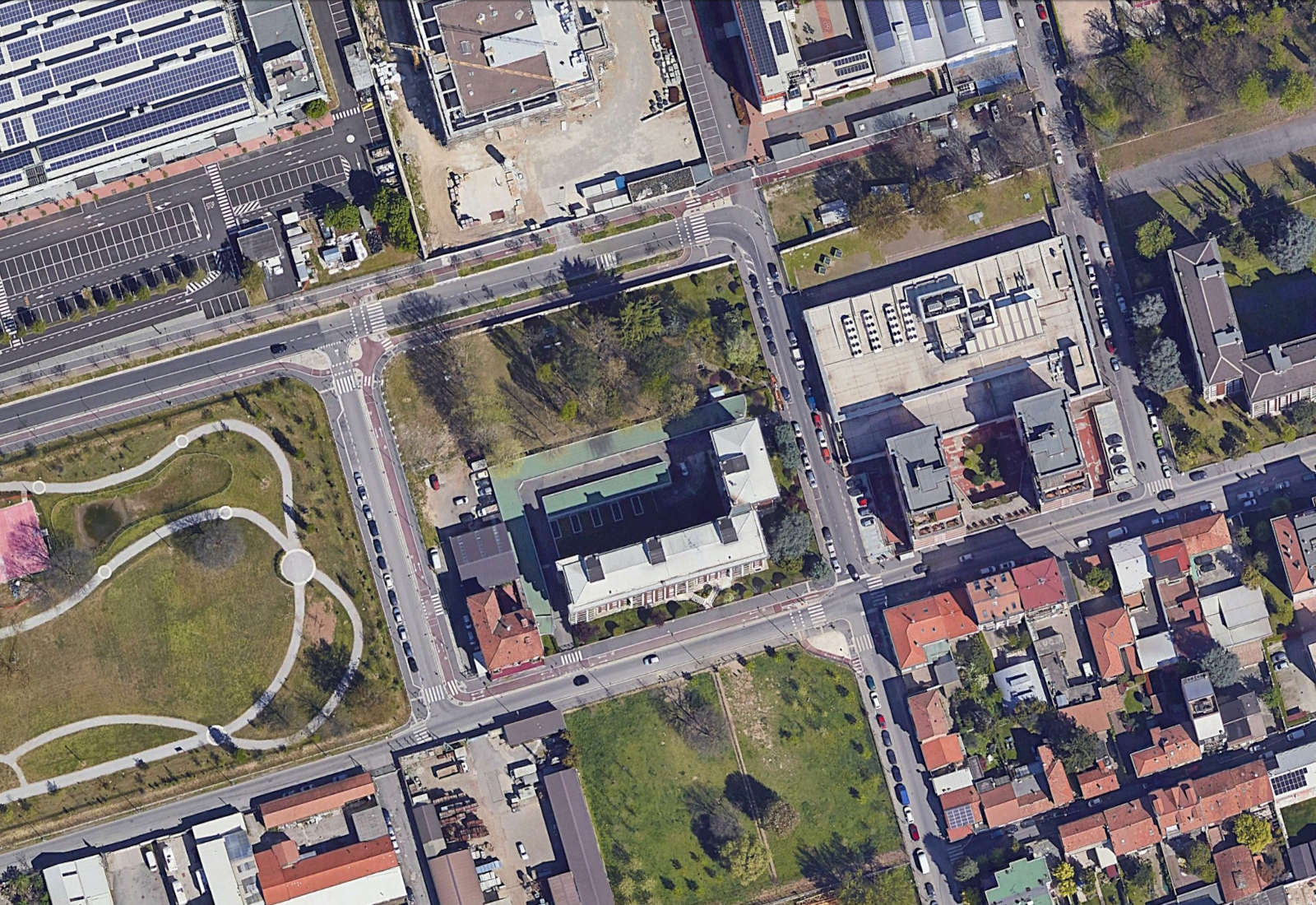 Redevelopment of De Notaris street in Milan - Zenithal aerial view