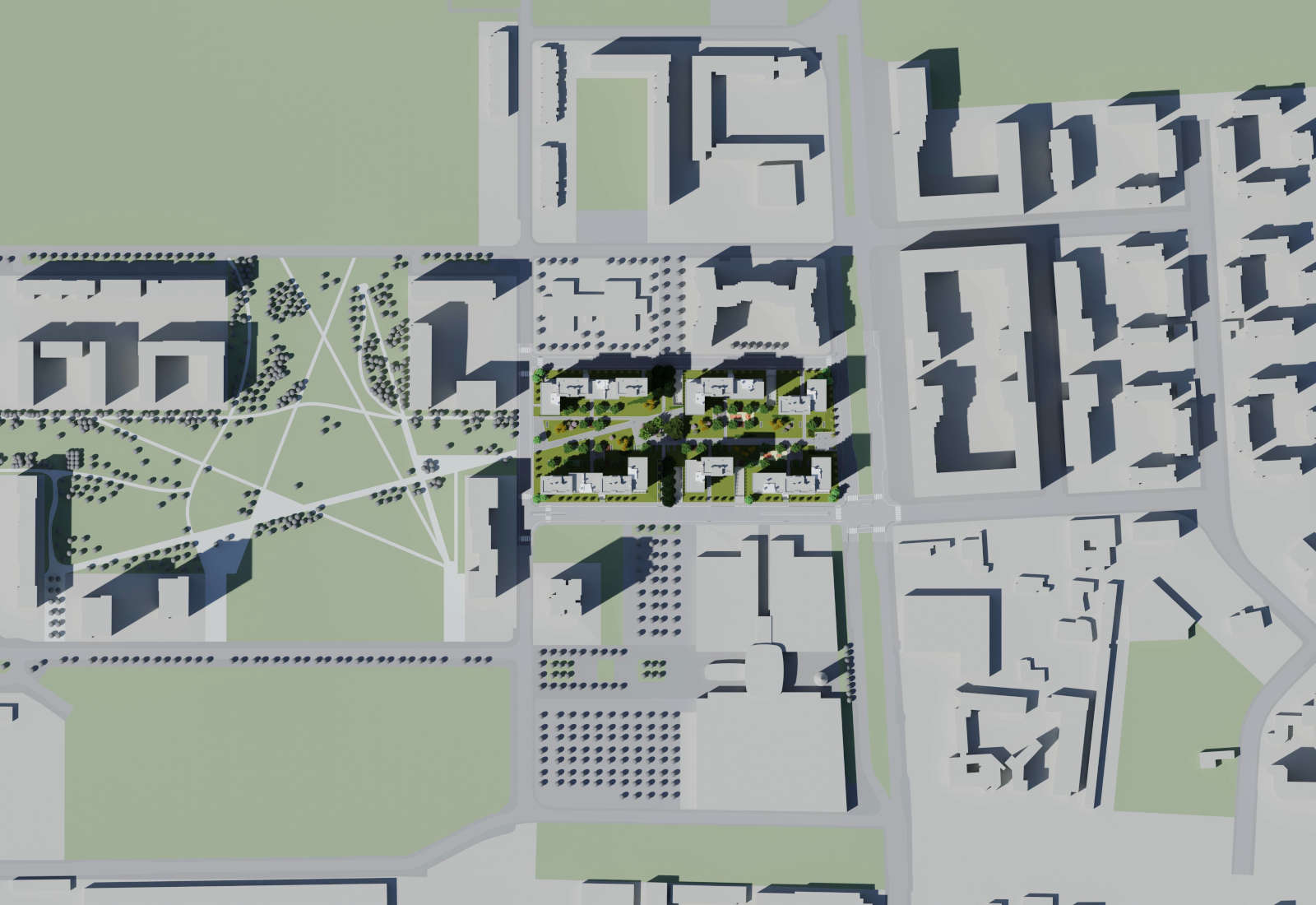 Residential building in De Curtis street in Milan - Overall axonometric zenith view