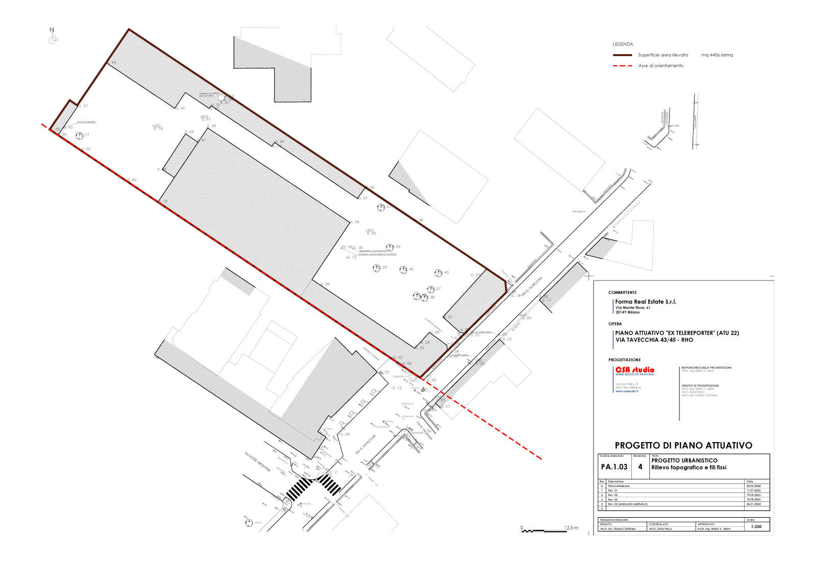 Urbanization works in Tavecchia street in Rho - Topographic survey