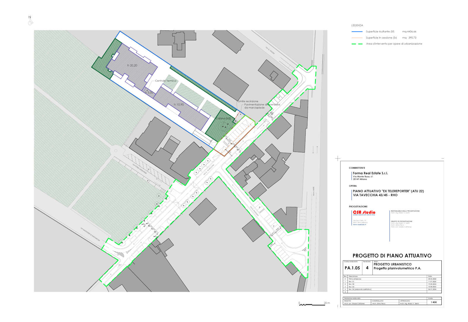 Urbanization works in Tavecchia street in Rho - Planivolumetric project