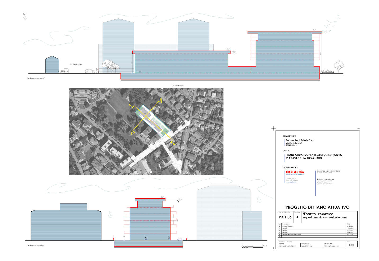 Urbanization works in Tavecchia street in Rho - Urban planning sections