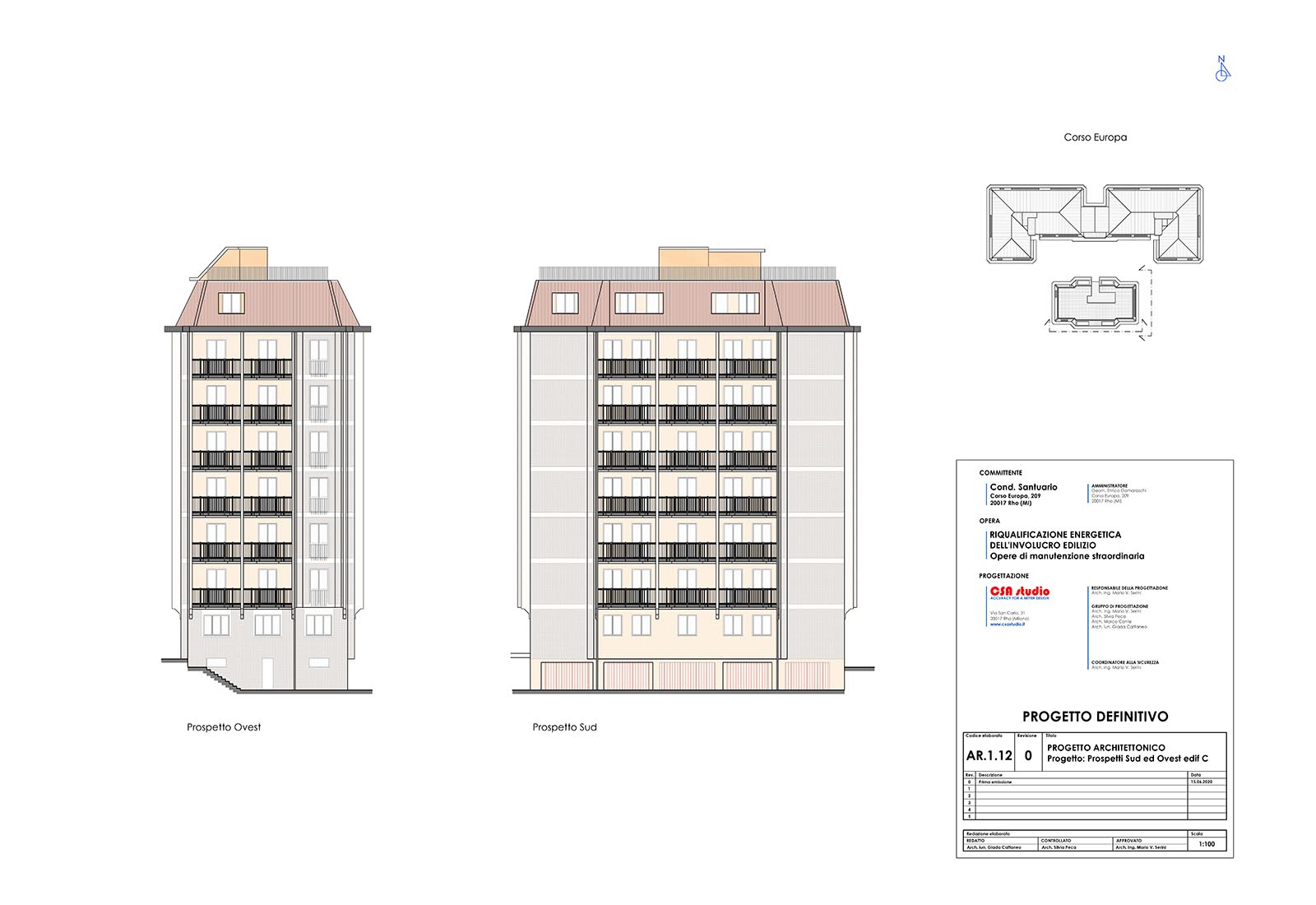 Residential ensemble in Europa street in Rho - South and west elevations building C