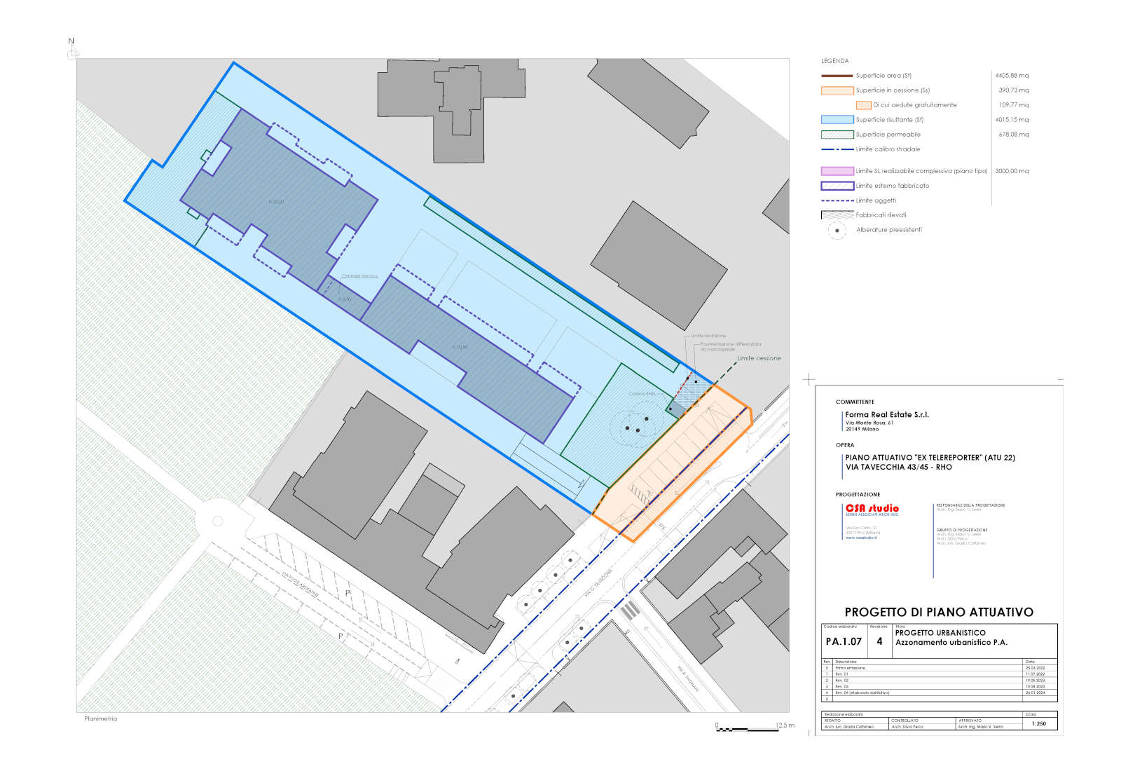 Residential buildings in Tavecchia street in Rho - Planimetry