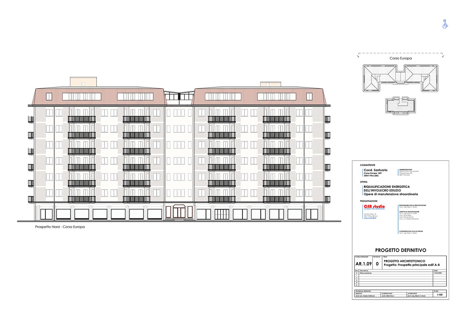 Residential ensemble in Europa street in Rho - Main elevation buildings A and B