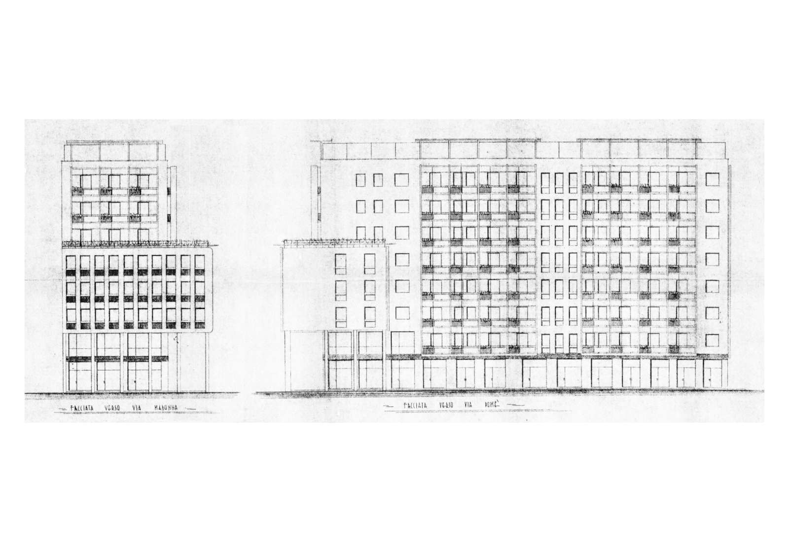 Residential ensemble (energy redevelopment) in Kennedy square, Rho - Elevations