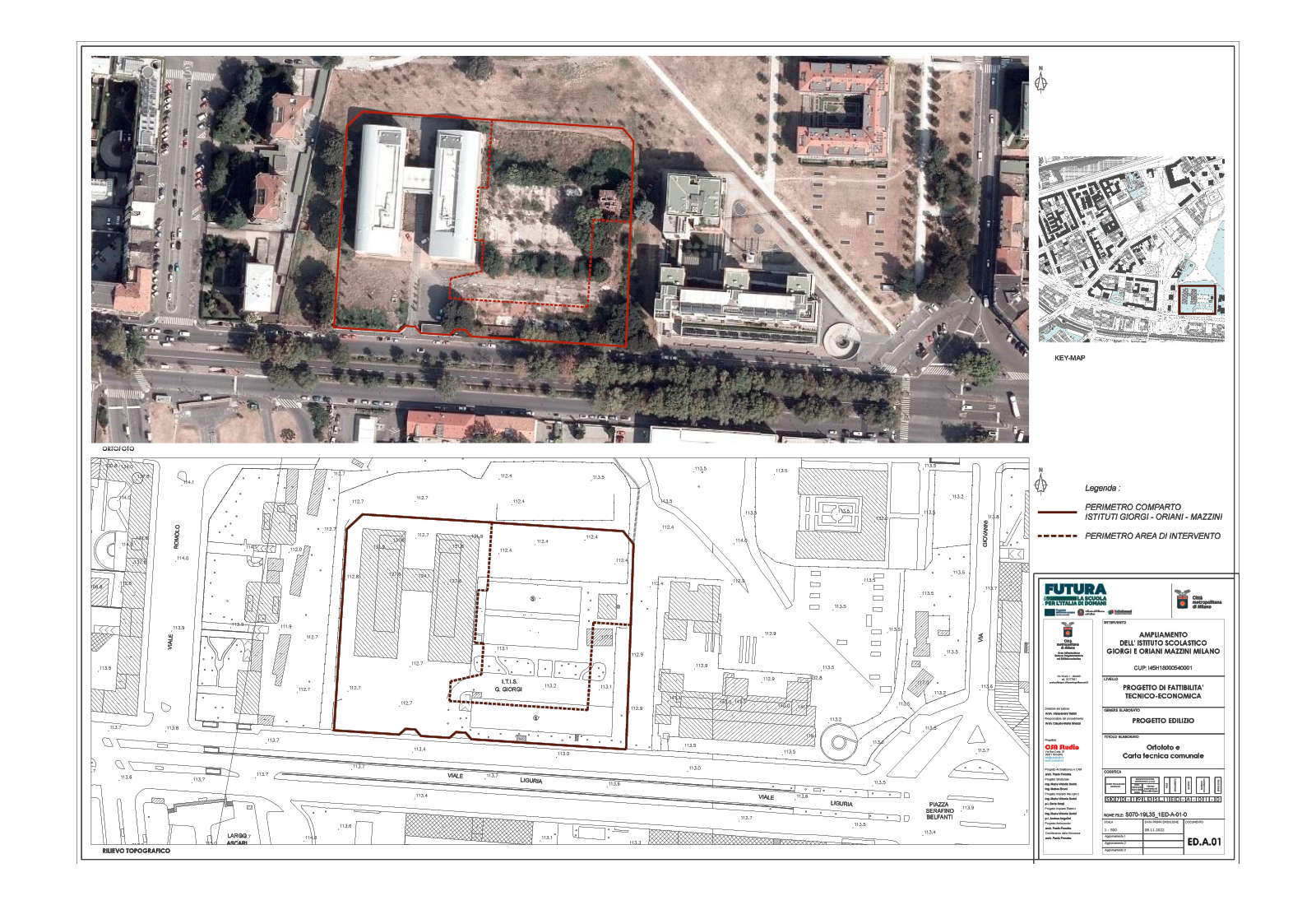 Enlargement of school complex Giorgi and Oriani Mazzini in Milan - Overview