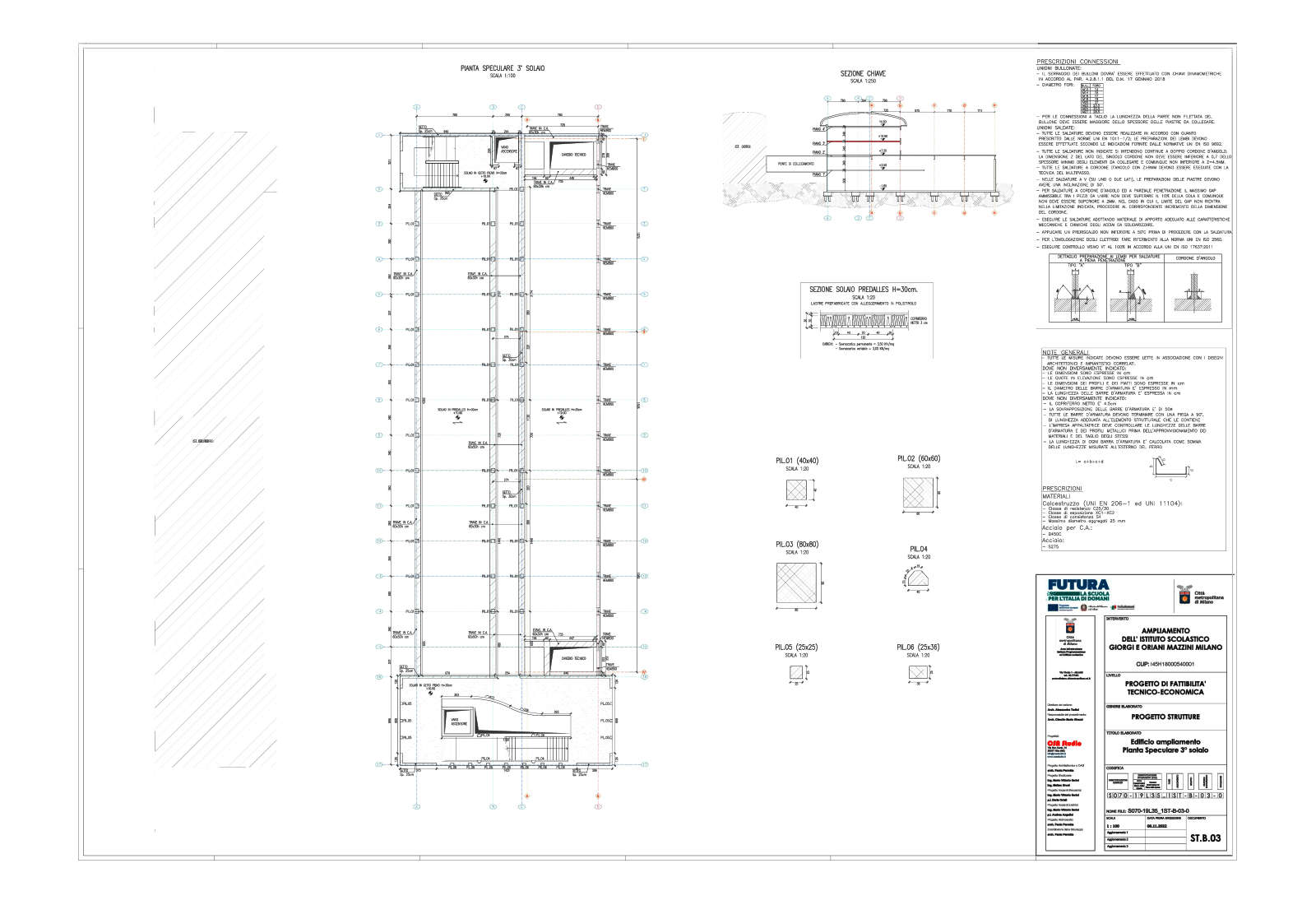 Enlargement of school complex Giorgi and Oriani Mazzini in Milan - Structural works on the 3rd floor