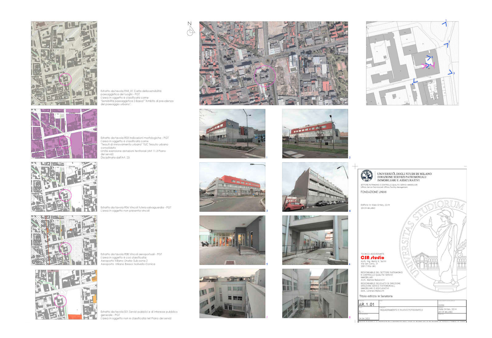 Conformity assessment for a University building in Ortles street, Milan - Overview