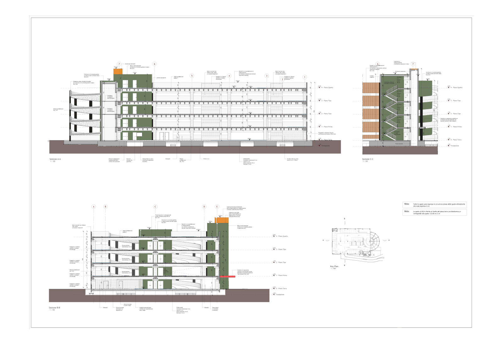 Public multi-storey car park in Modena- Sections