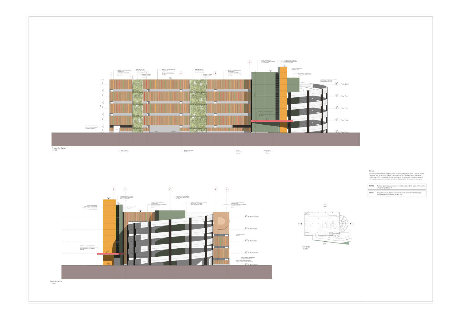 Public multi-storey car park in Modena- Elevations