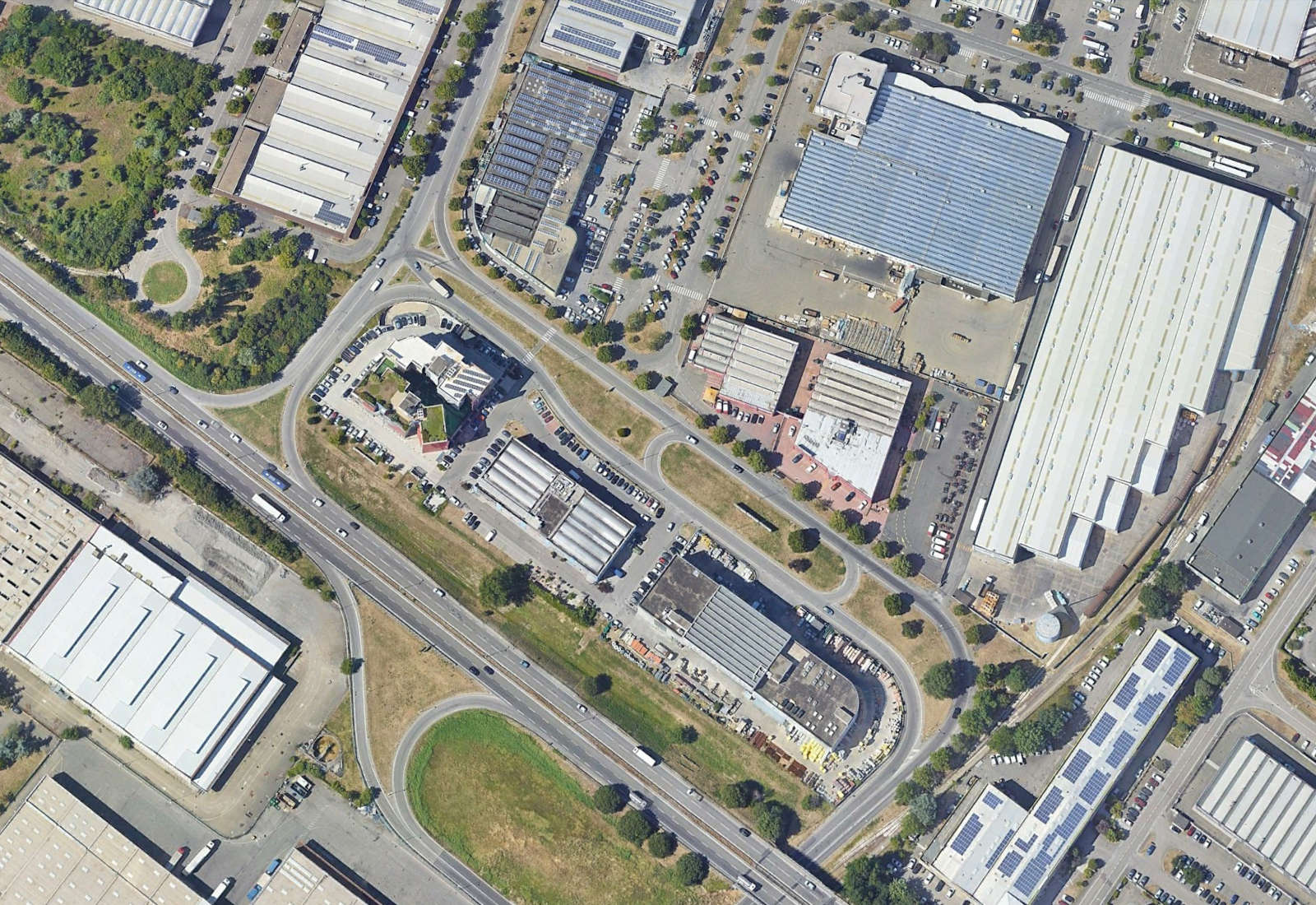 Romania street roundabout in Modena- Zenithal aerial view