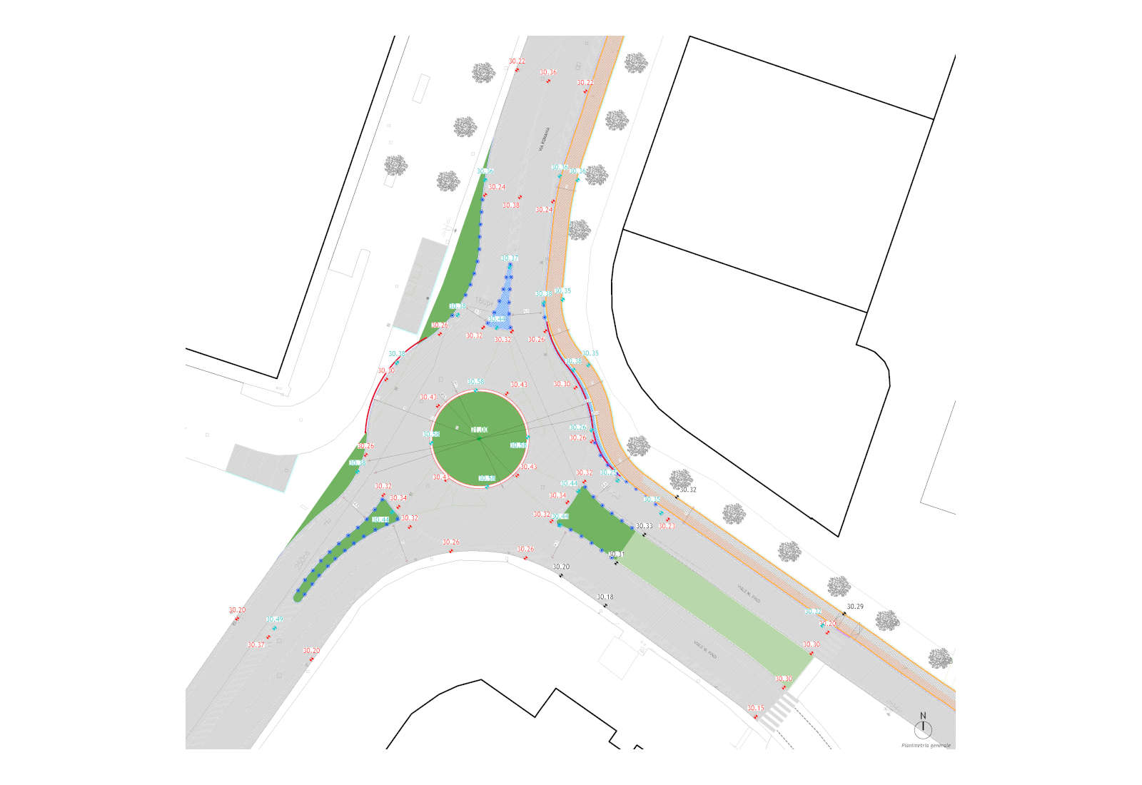 Romania street roundabout in Modena- Roundabout plan